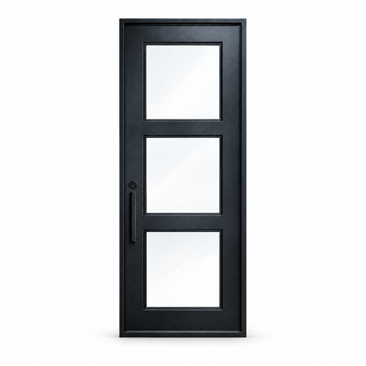 Montreal Single steel door - three square lites - ready to ship