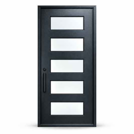 Praga Single steel door - five horizontal lites - ready to ship