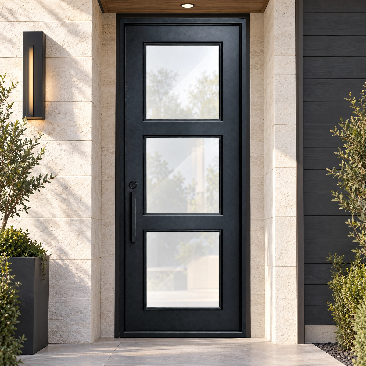 Montreal Single iron door on limestone entrance